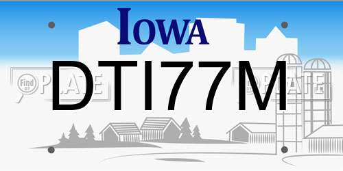 DTI77M Iowa License Plate