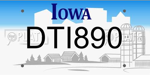 DTI890 Iowa License Plate