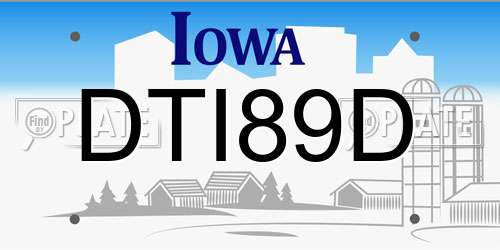 DTI89D Iowa License Plate