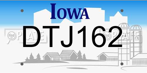 DTJ162 Iowa License Plate