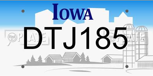 DTJ185 Iowa License Plate