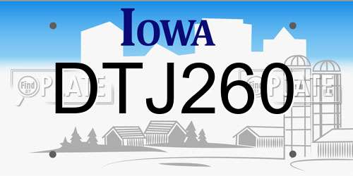 DTJ260 Iowa License Plate