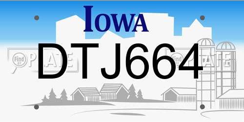 DTJ664 Iowa License Plate