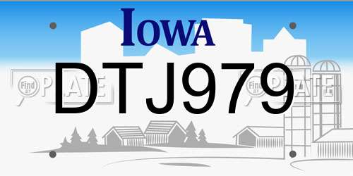 DTJ979 Iowa License Plate