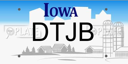 DTJB Iowa License Plate