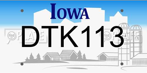DTK113 Iowa License Plate