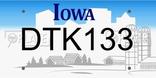 DTK133 Iowa License Plate