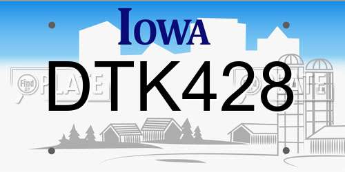 DTK428 Iowa License Plate