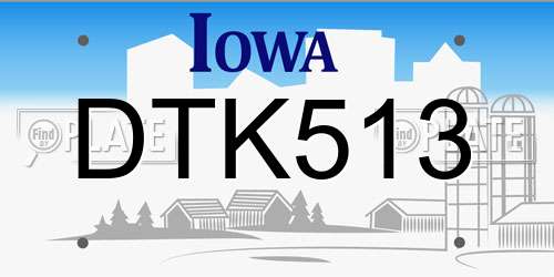 DTK513 Iowa License Plate