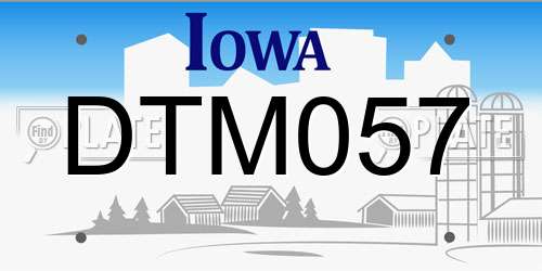 DTM057 Iowa License Plate