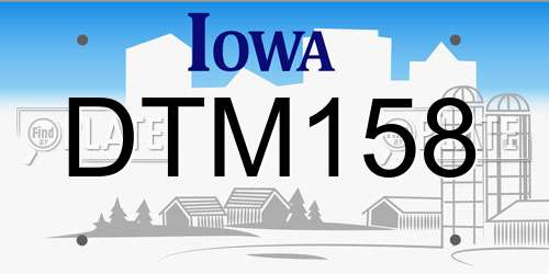 DTM158 Iowa License Plate
