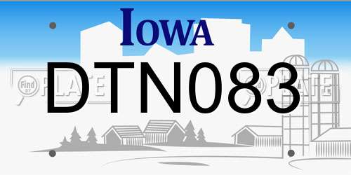 DTN083 Iowa License Plate