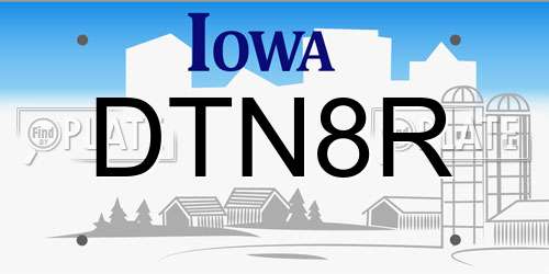 DTN8R Iowa License Plate
