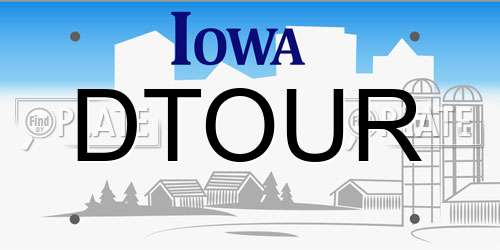 DTOUR Iowa License Plate
