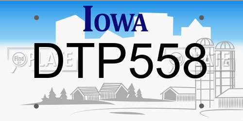 DTP558 Iowa License Plate