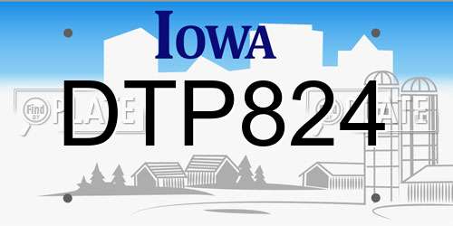DTP824 Iowa License Plate