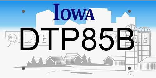 DTP85B Iowa License Plate
