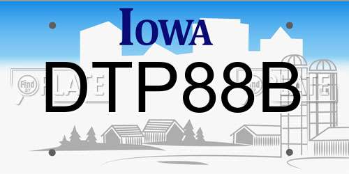 DTP88B Iowa License Plate