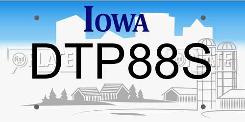 DTP88S Iowa License Plate