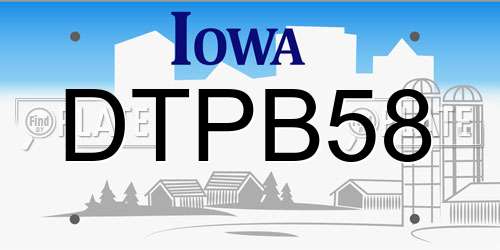 DTPB58 Iowa License Plate