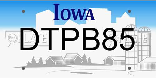 DTPB85 Iowa License Plate