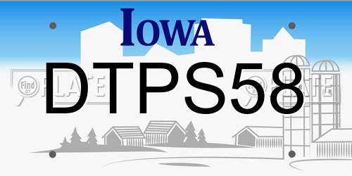DTPS58 Iowa License Plate
