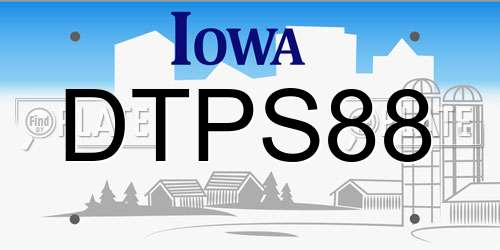 DTPS88 Iowa License Plate