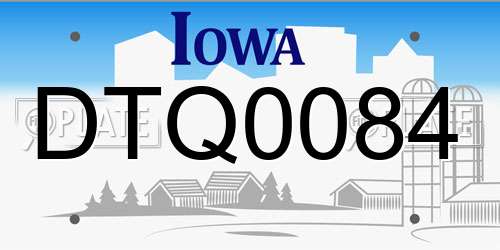 DTQ0084 Iowa License Plate