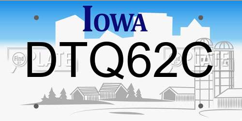 DTQ62C Iowa License Plate
