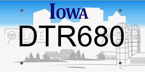 DTR680 Iowa License Plate