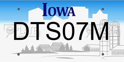 DTS07M Iowa License Plate