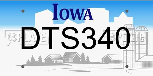 DTS340 Iowa License Plate