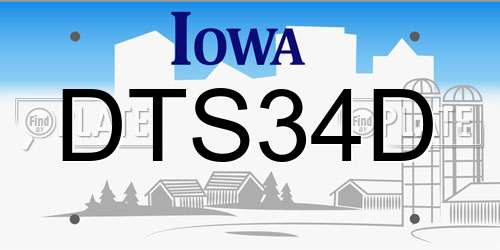 DTS34D Iowa License Plate