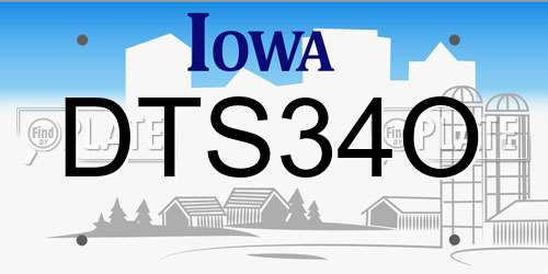 DTS34O Iowa License Plate