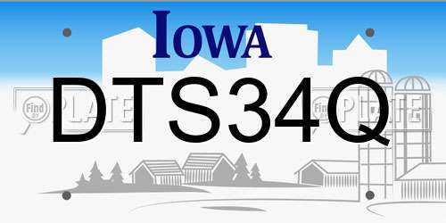 DTS34Q Iowa License Plate