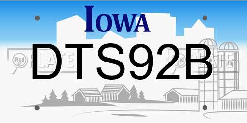 DTS92B Iowa License Plate