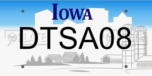 DTSA08 Iowa License Plate