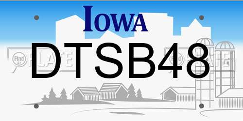 DTSB48 Iowa License Plate