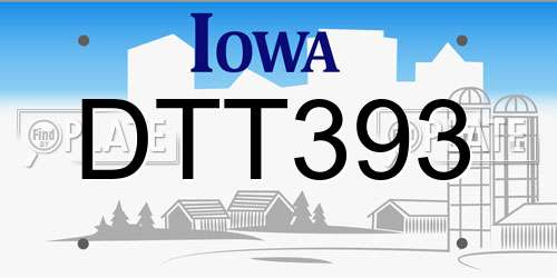 DTT393 Iowa License Plate