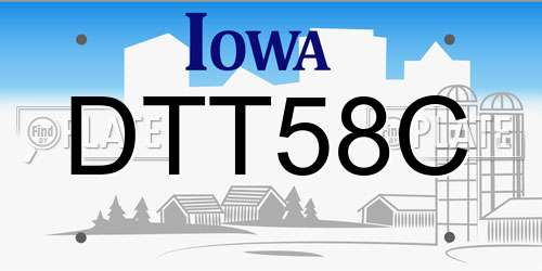 DTT58C Iowa License Plate