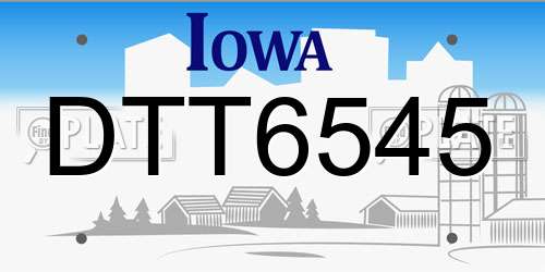 DTT6545 Iowa License Plate