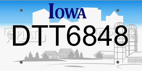 DTT6848 Iowa License Plate