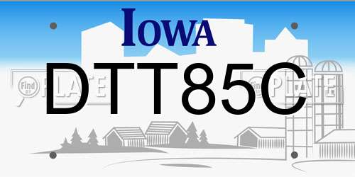 DTT85C Iowa License Plate