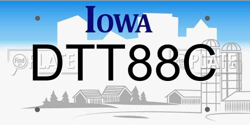 DTT88C Iowa License Plate