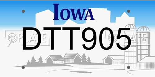 DTT905 Iowa License Plate
