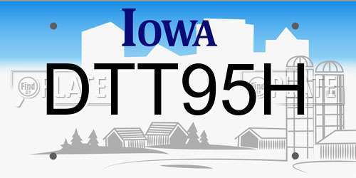 DTT95H Iowa License Plate