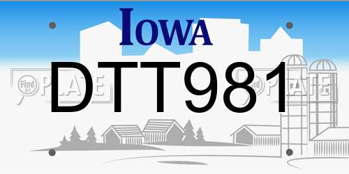 DTT981 Iowa License Plate