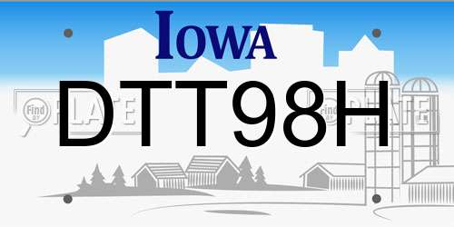 DTT98H Iowa License Plate