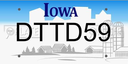 DTTD59 Iowa License Plate