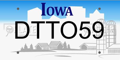 DTTO59 Iowa License Plate